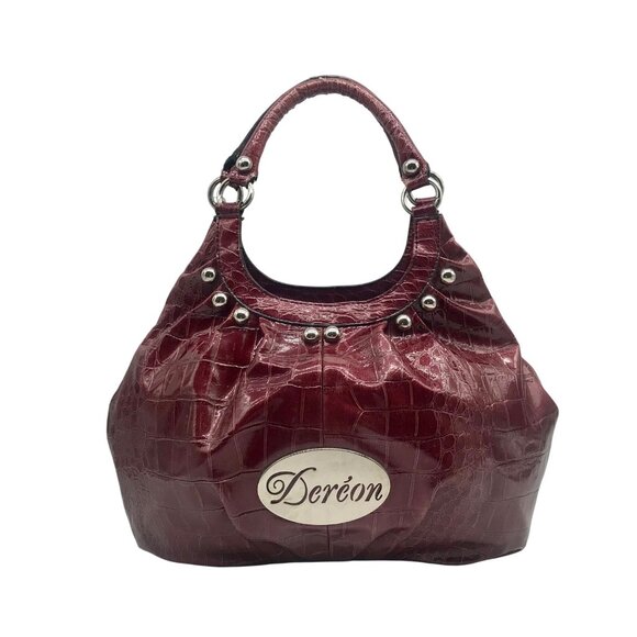 Dereon Burgundy Vinyl Snakeskin Shoulder Bag - Picture 1 of 11